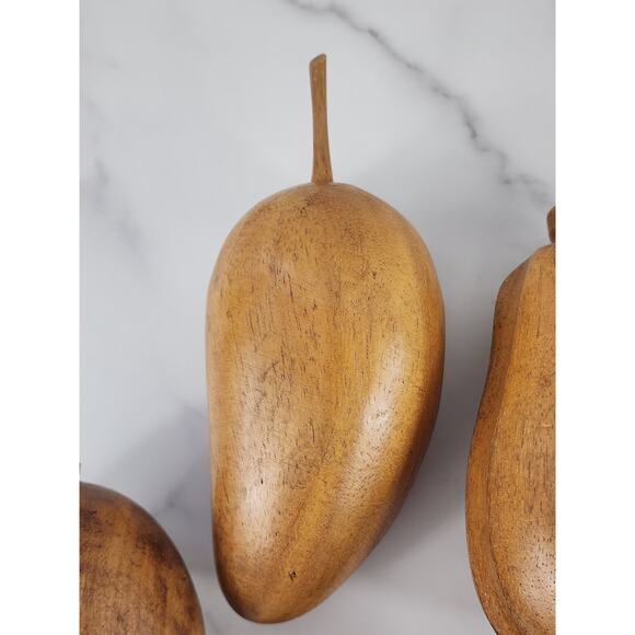 Mid Century Wood Fruit Artificial Food Banana Apple Pear Mango Hand Carved x6 - Picture 4 of 16